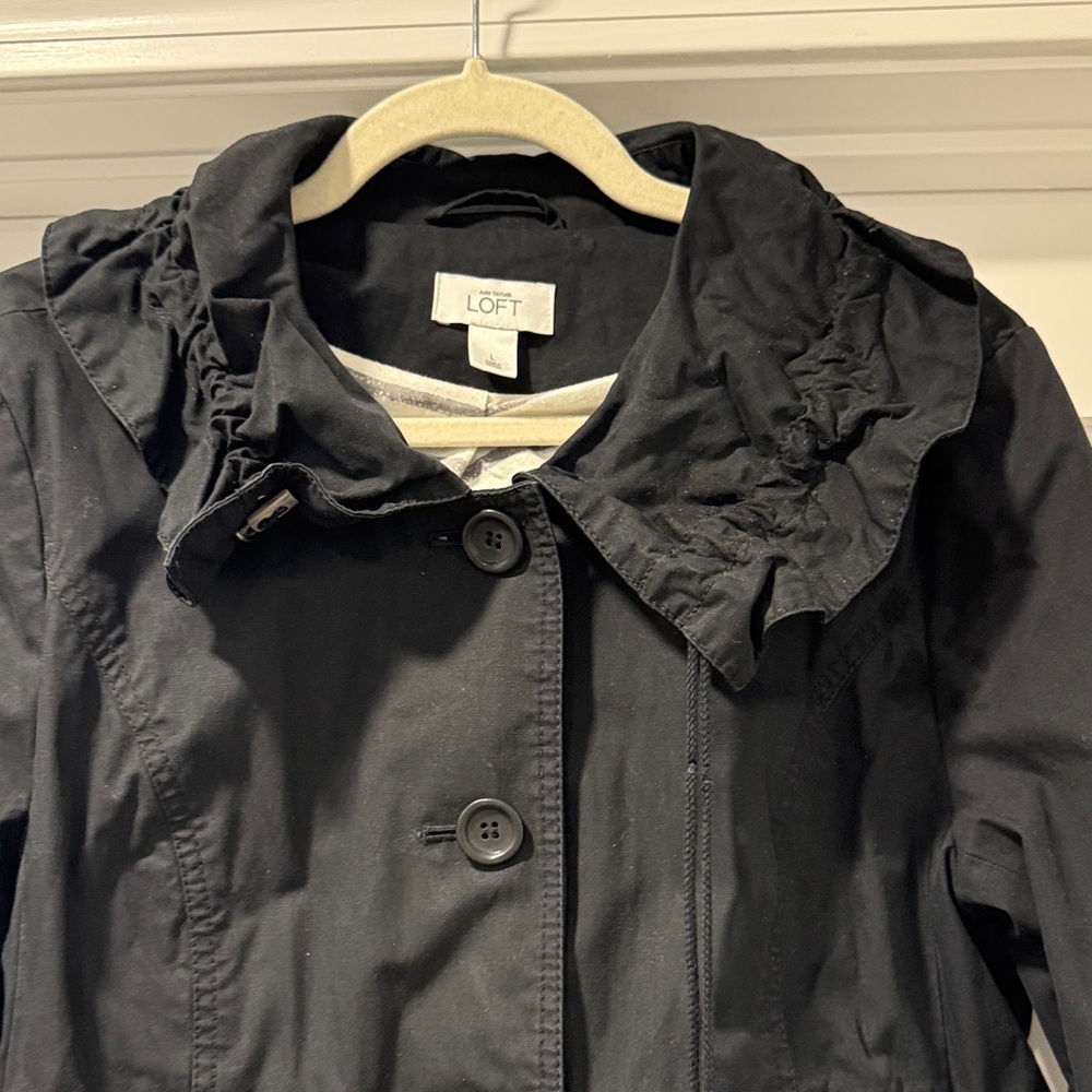 LOFT Black Ruffle Utility Jacket - Picture 4 of 6